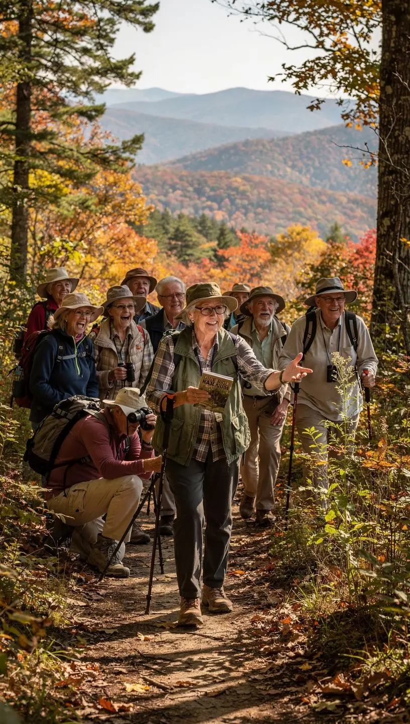 Старшие путешественники рассматривают карту доступных туристических маршрутов.