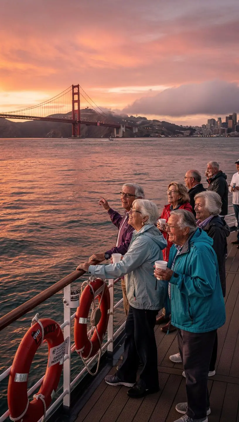 Старший путешественник с улыбкой принимает участие в экскурсии на доступном транспорте.