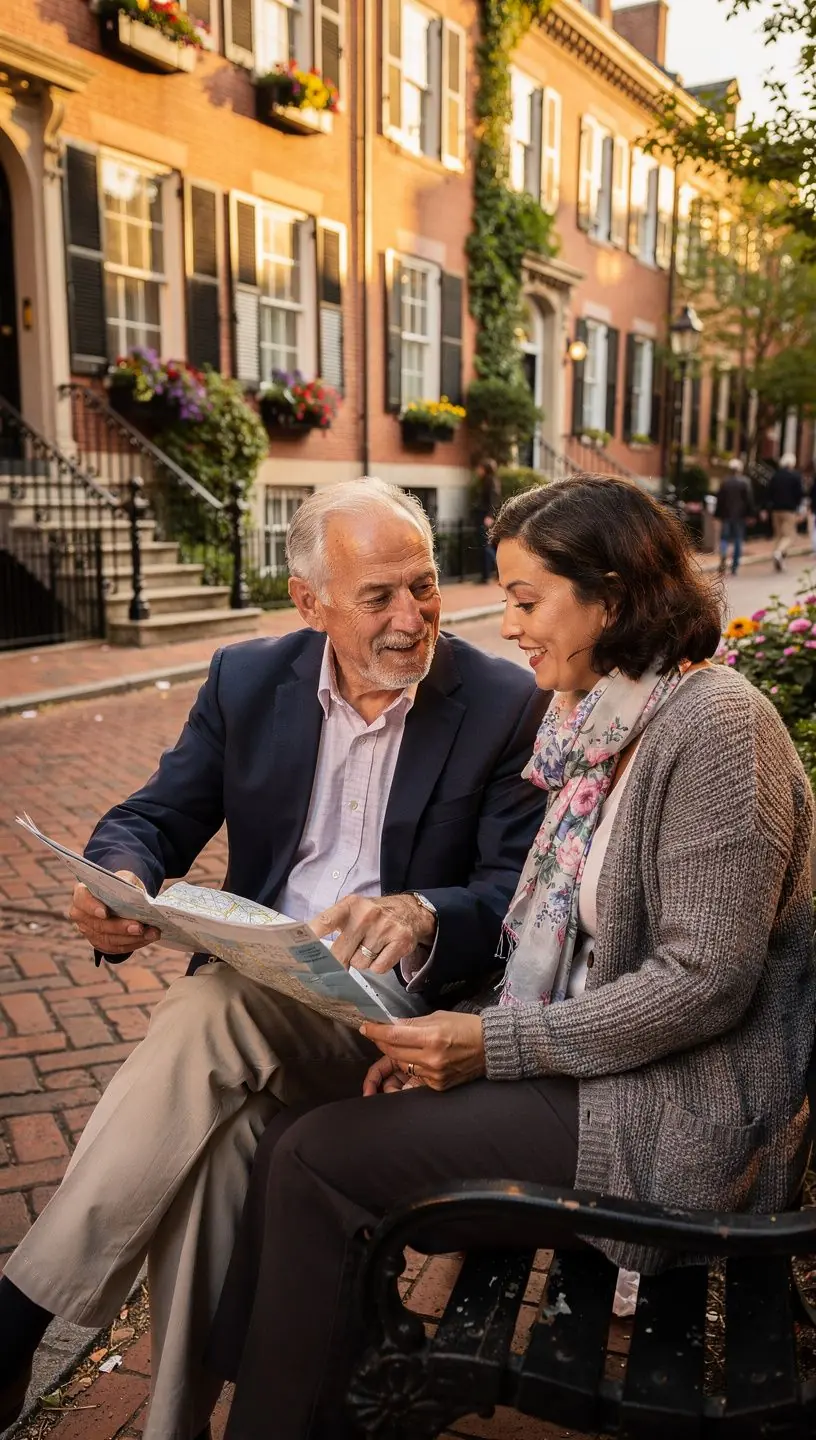 Пожилая пара исследует доступный пляж в солнечном штате Флорида.